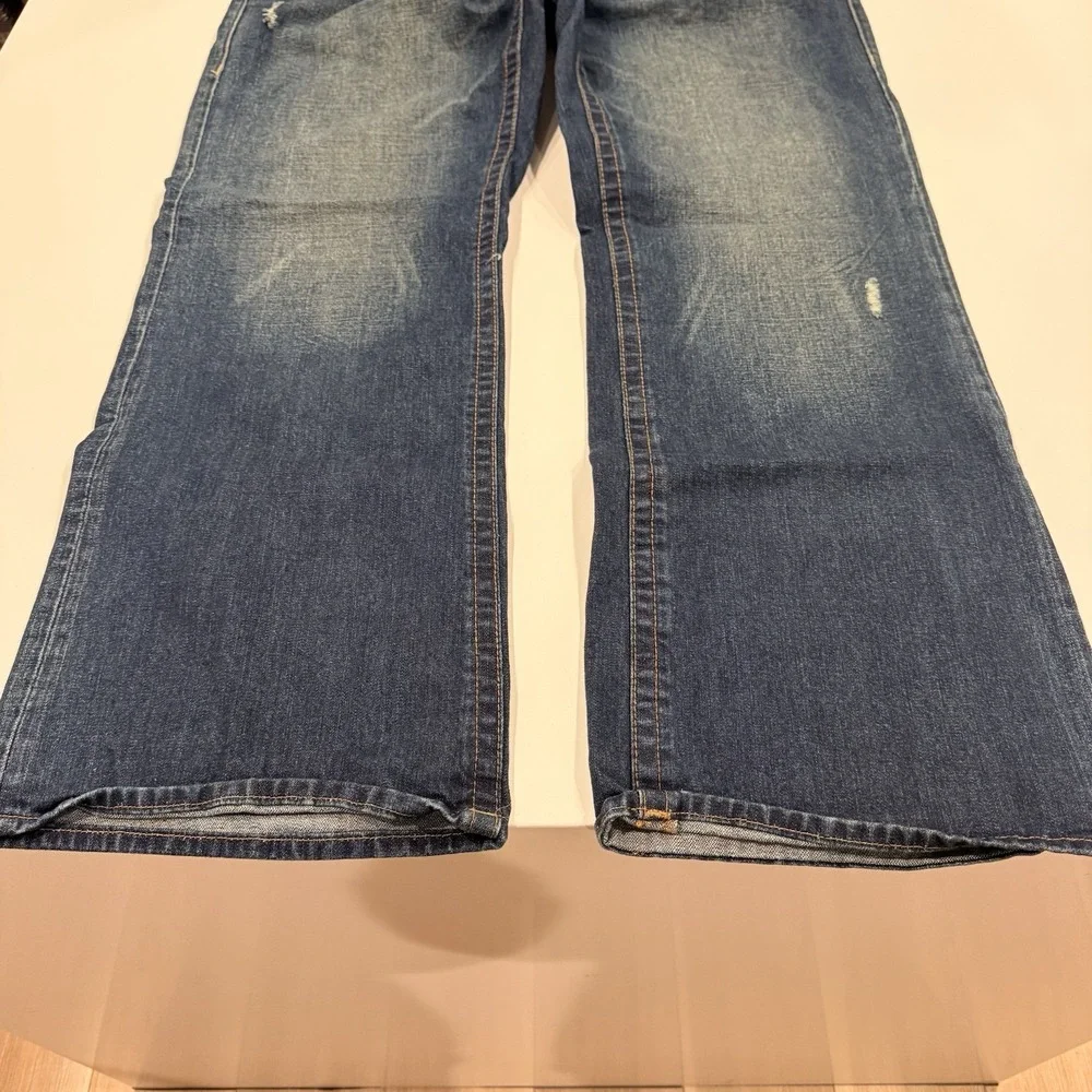 Y2K True Religion World‎ Tour Straight Baggy Red Paint Pocket Jeans Men's Sz 42